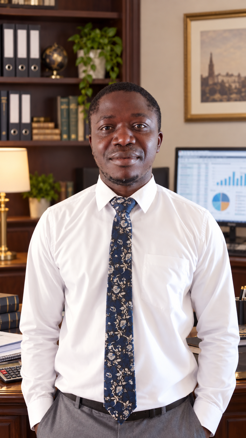 Mohamed Senesie Tucker in a professional accounting office